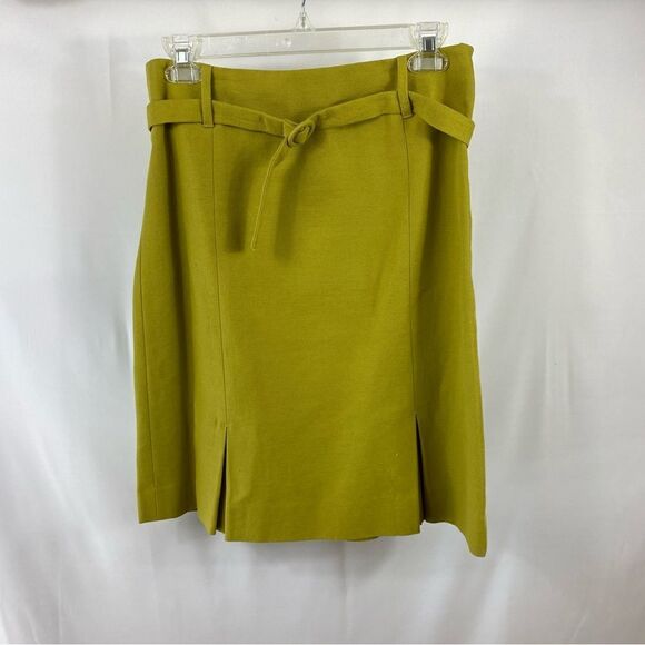 Etcetera Skirt Women Size 2 Cotton Linen Blend Lined Kick Pleat Career P… - Picture 1 of 5